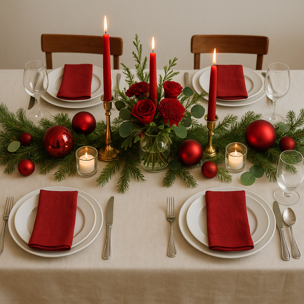 rote Tischdeko Weihnachten